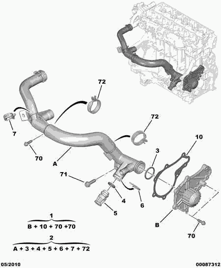 PEUGEOT 1201.K8 - Water pump gasket water outl tank: 01 pcs. onlydrive.pro