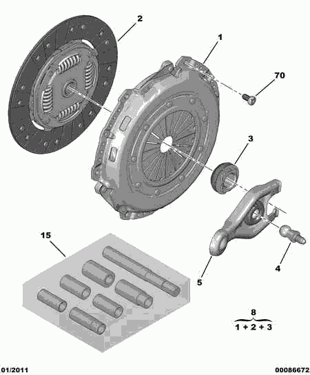 CITROËN 2052.X3 - Clutch wtht ret mech plate bearing buffe: 01 pcs. onlydrive.pro