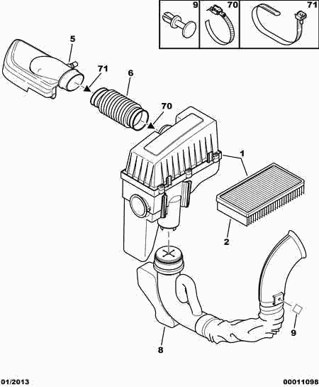 PEUGEOT (DF-PSA) 1444 H5 - Air filter air hose air resonator: 01 pcs. onlydrive.pro