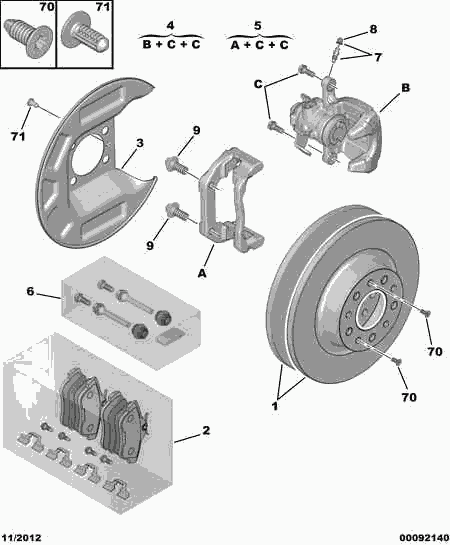 CITROËN 4401 L0 - Rear brake disc caliper friction pad: 01 pcs. onlydrive.pro