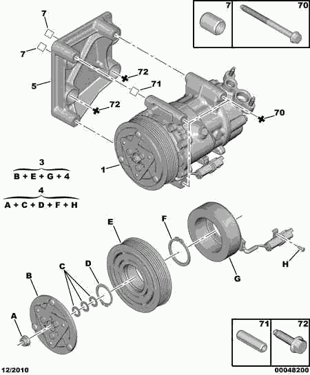 CITROËN 6453.XJ - Air conditioned compressor detail: 01 pcs. onlydrive.pro