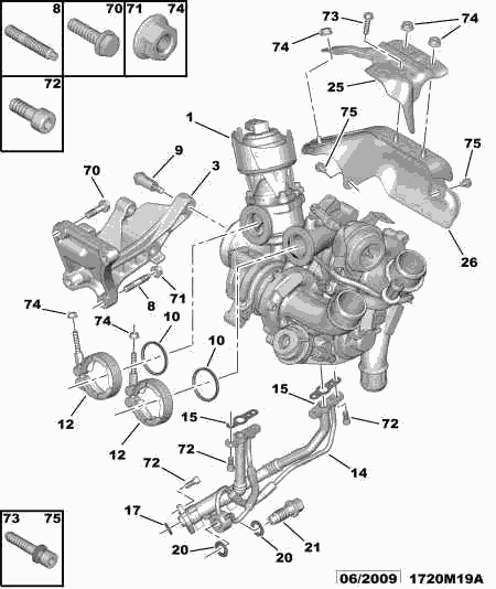 PEUGEOT 0379.64 - Turbo charger oil return hose: 01 pcs. onlydrive.pro