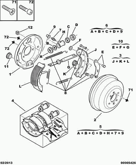 PEUGEOT 4241 K8 - Bremžu loku komplekts onlydrive.pro