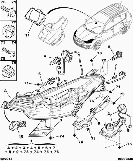 PEUGEOT (DF-PSA) 6216 F2 - Headlight - glass - lamp: 02 pcs. onlydrive.pro