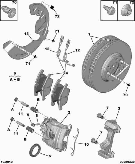 PEUGEOT 4433 03 - Front brakes disc caliper friction pad: 02 pcs. onlydrive.pro