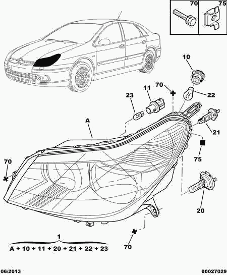 PEUGEOT (DF-PSA) 6216 31 - Headlight - glass - lamp: 02 pcs. onlydrive.pro