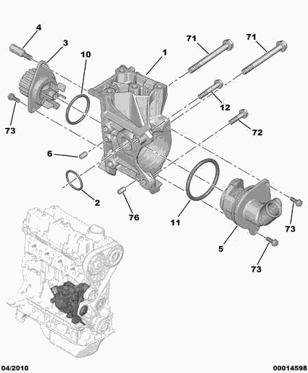 CITROËN 1204 45 - Water pump gasket water outl tank: 01 pcs. onlydrive.pro