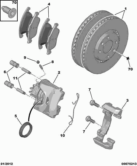 PEUGEOT 4254 25 - Front brakes disc caliper friction pad: 01 pcs. onlydrive.pro