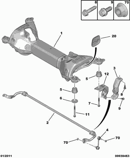 PEUGEOT (DF-PSA) 5152.67 - Mounting, axle beam onlydrive.pro