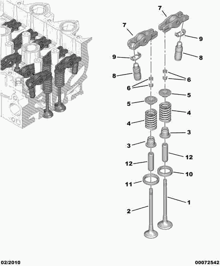 CITROËN 0942.89 - Valves guide rocker gear: 16 pcs. onlydrive.pro