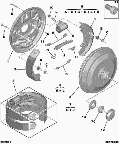 PEUGEOT 4308 69 - Accessory Kit, brake shoes onlydrive.pro