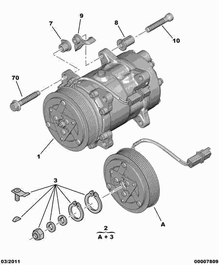 PEUGEOT 6453.TE - Air conditioned compressor detail: 01 pcs. onlydrive.pro