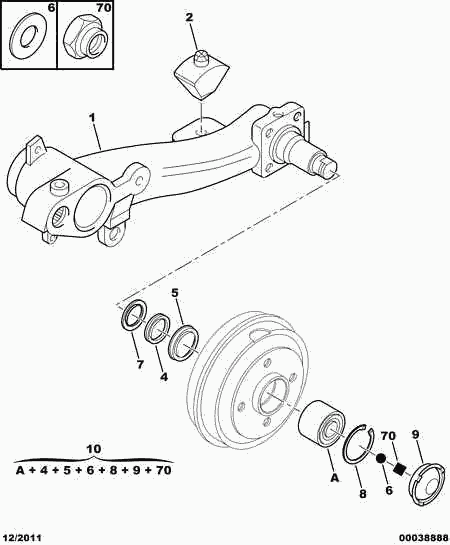 CITROËN 3748.39 - Rear arms stops hubs bearings: 02 pcs. onlydrive.pro