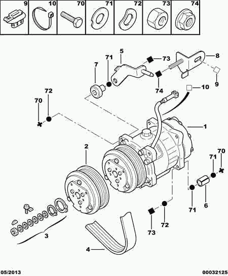 PEUGEOT 6453.FE - Air conditioned compressor detail: 01 pcs. onlydrive.pro