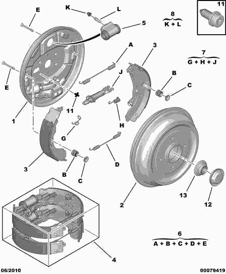 PEUGEOT 4241 P1 - Rear brake drum caliper cyl shoe: 01 pcs. onlydrive.pro