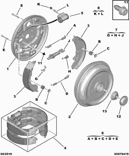 CITROËN 4241 P1 - Rear brake drum caliper cyl shoe: 01 pcs. onlydrive.pro