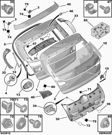 CITROËN 98 007 177 80 - Tailgate glass and moulding: 01 pcs. onlydrive.pro