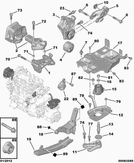 PEUGEOT 1809 44 - Fixing power unit: 01 pcs. onlydrive.pro