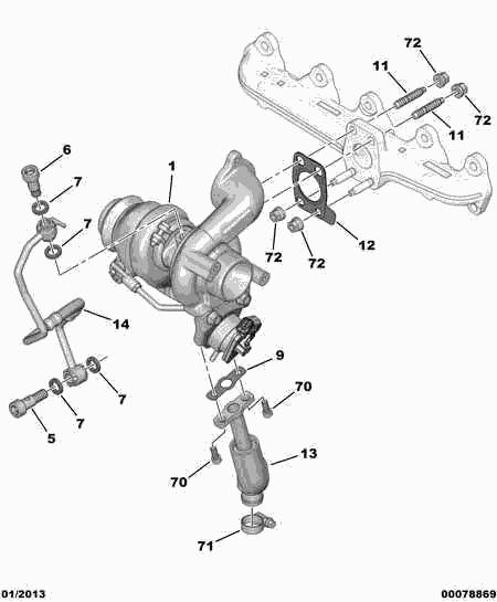 PEUGEOT 0376.64 - Turbo charger oil return hose: 04 pcs. onlydrive.pro