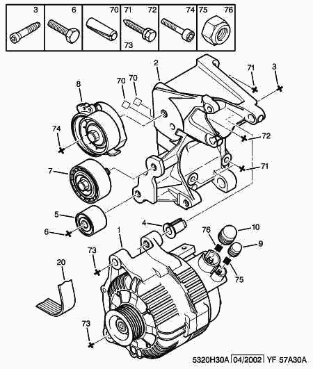 PEUGEOT 5705 AZ - Alternator and fixings: 01 pcs. onlydrive.pro