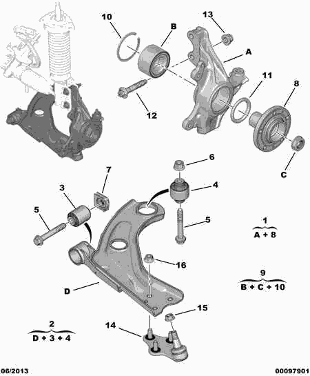 PEUGEOT (DF-PSA) 16 101 376 80 - Front pivots and hubs-hub bearing: 02 pcs. onlydrive.pro