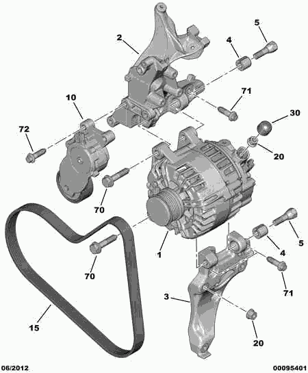 PEUGEOT (DF-PSA) 98 004 531 80 - Alternator and fixings: 01 pcs. onlydrive.pro