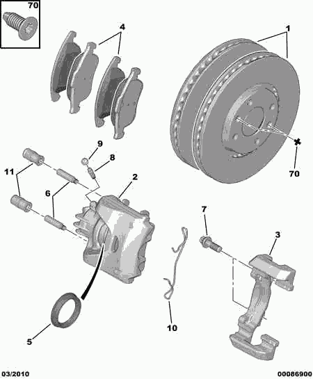 PEUGEOT 4448 92 - Front brakes disc caliper friction pad: 02 pcs. onlydrive.pro