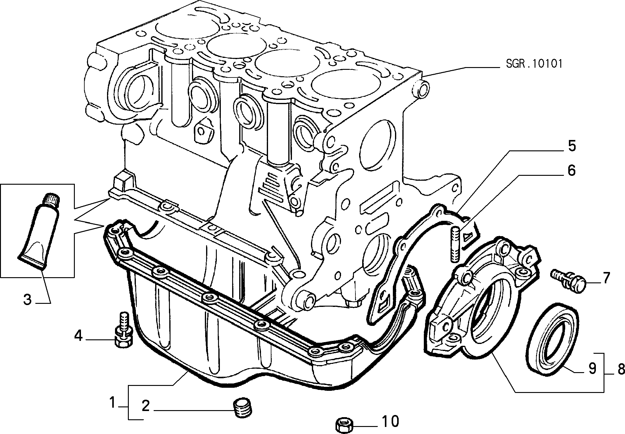 FIAT 7724665 - Block sump and covers (var.: 1/rev.: 0): 01 pcs. onlydrive.pro