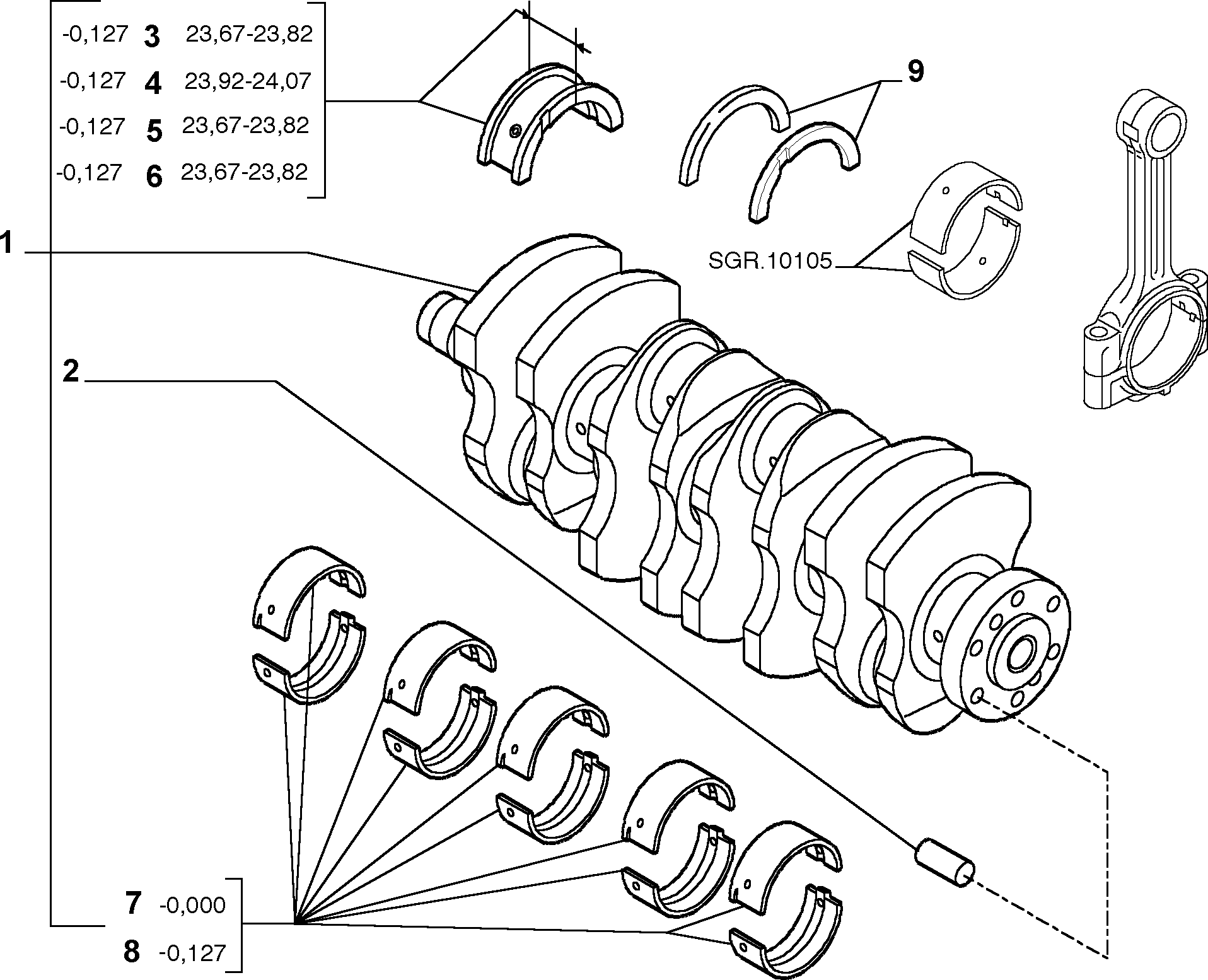 FIAT 46459600 - Main Bearings, crankshaft onlydrive.pro