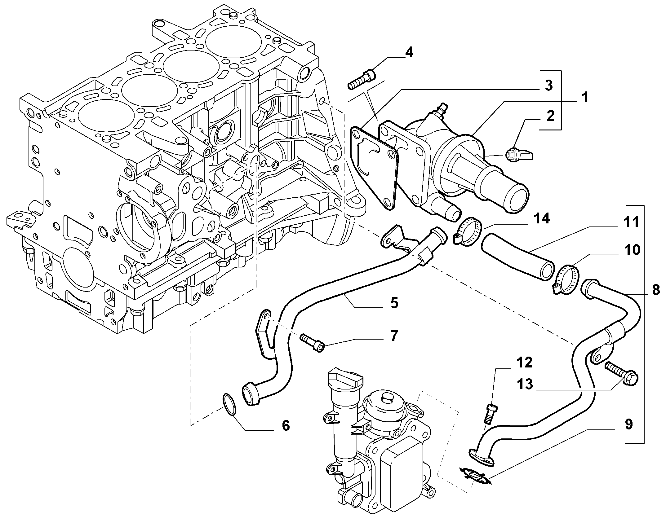 FIAT 55224021 - Water pump and lines (var.: 2/rev.: 0): 01 pcs. onlydrive.pro