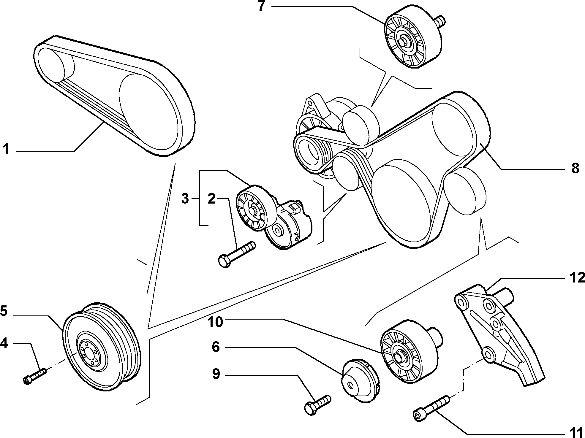 FIAT 60654130 - Kreipiantysis skriemulys, V formos rumbuotas diržas onlydrive.pro