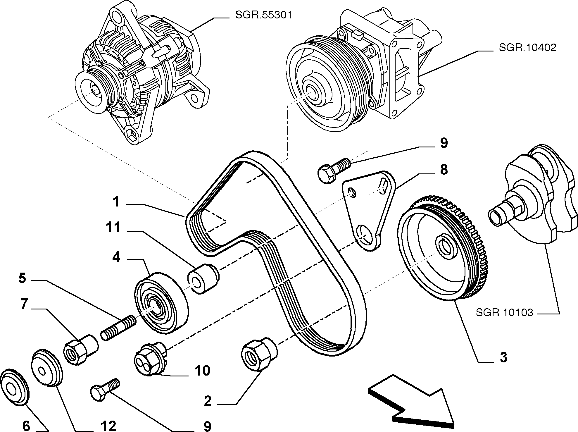 FIAT 46537101 - Various controls (belts and pulleys) (var.: 1/rev.: 0): 01 pcs. onlydrive.pro