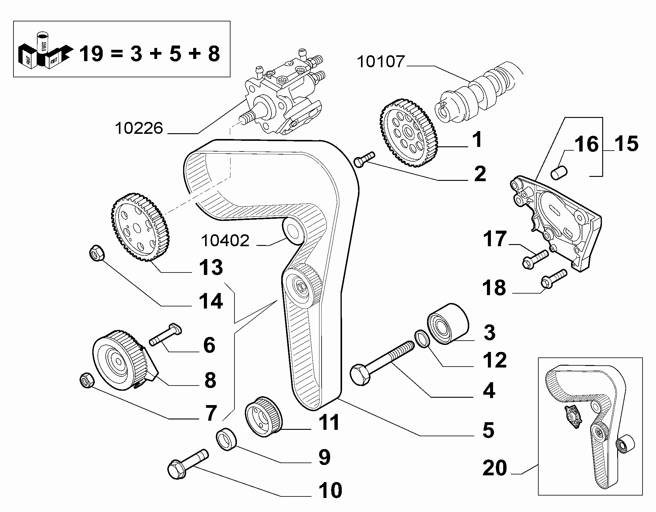 FIAT 71754559 - Paskirstymo diržo komplektas onlydrive.pro