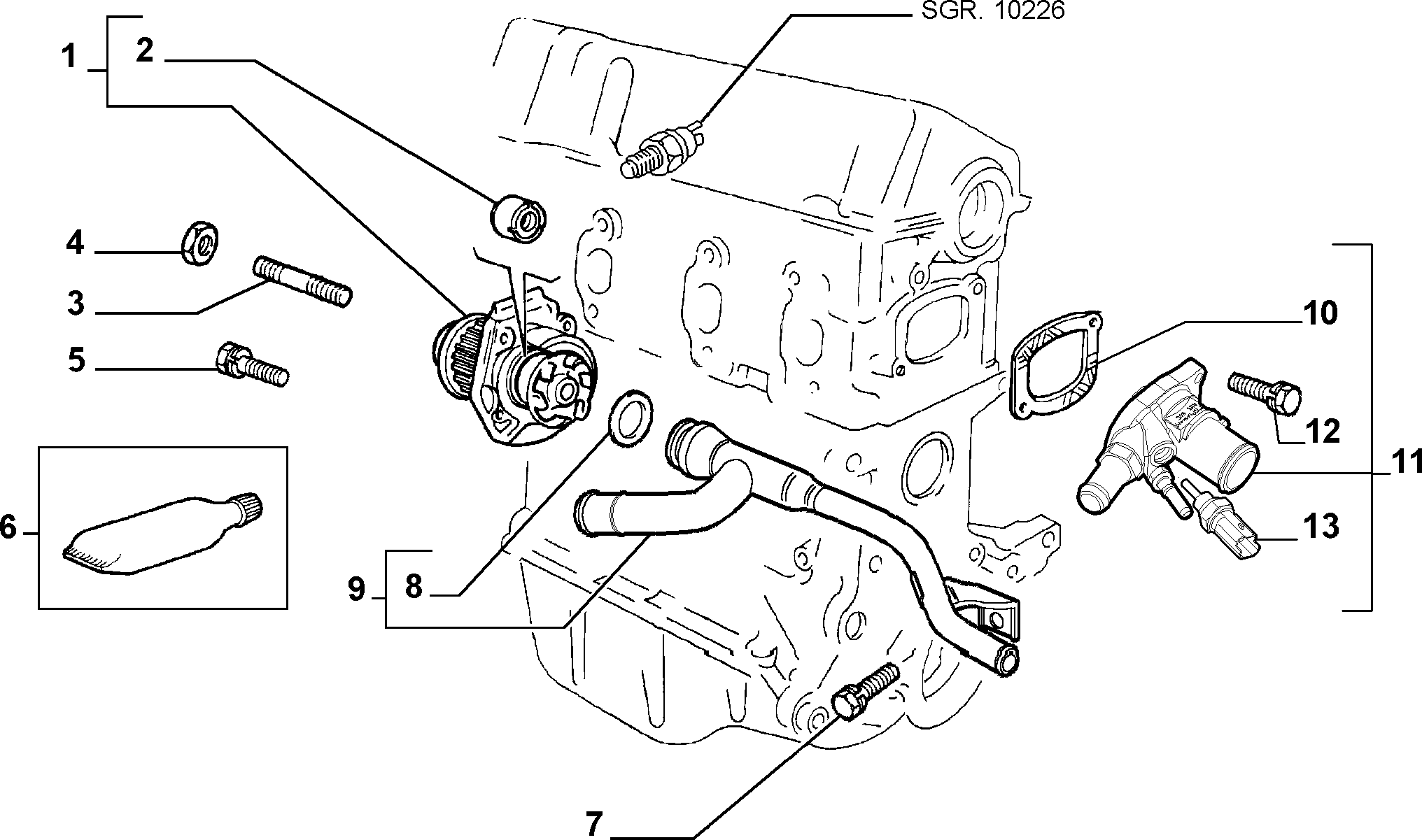 Opel 55221397 - Water pump and lines (var.: 1/rev.: 0): 01 pcs. onlydrive.pro