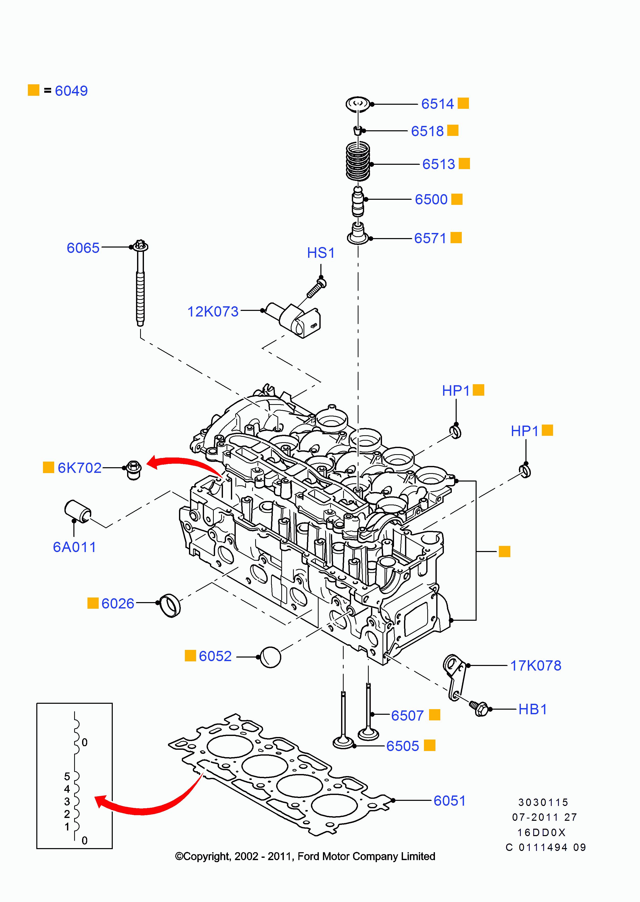 FORD 1319249 - Cylinder head: 16 pcs. onlydrive.pro