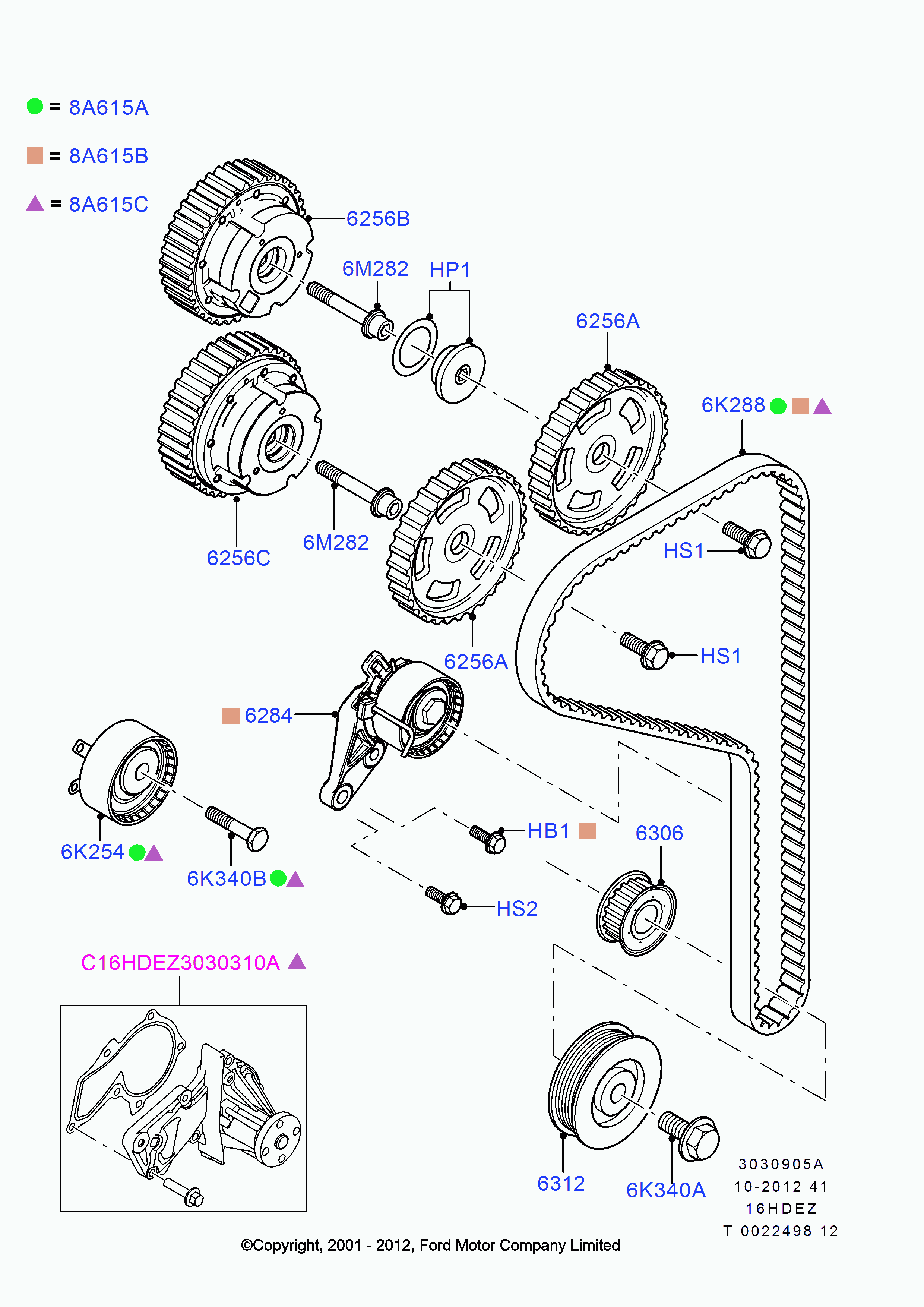 FORD 1376164 - Spriegotājrullītis, Gāzu sadales mehānisma piedziņas siksna onlydrive.pro