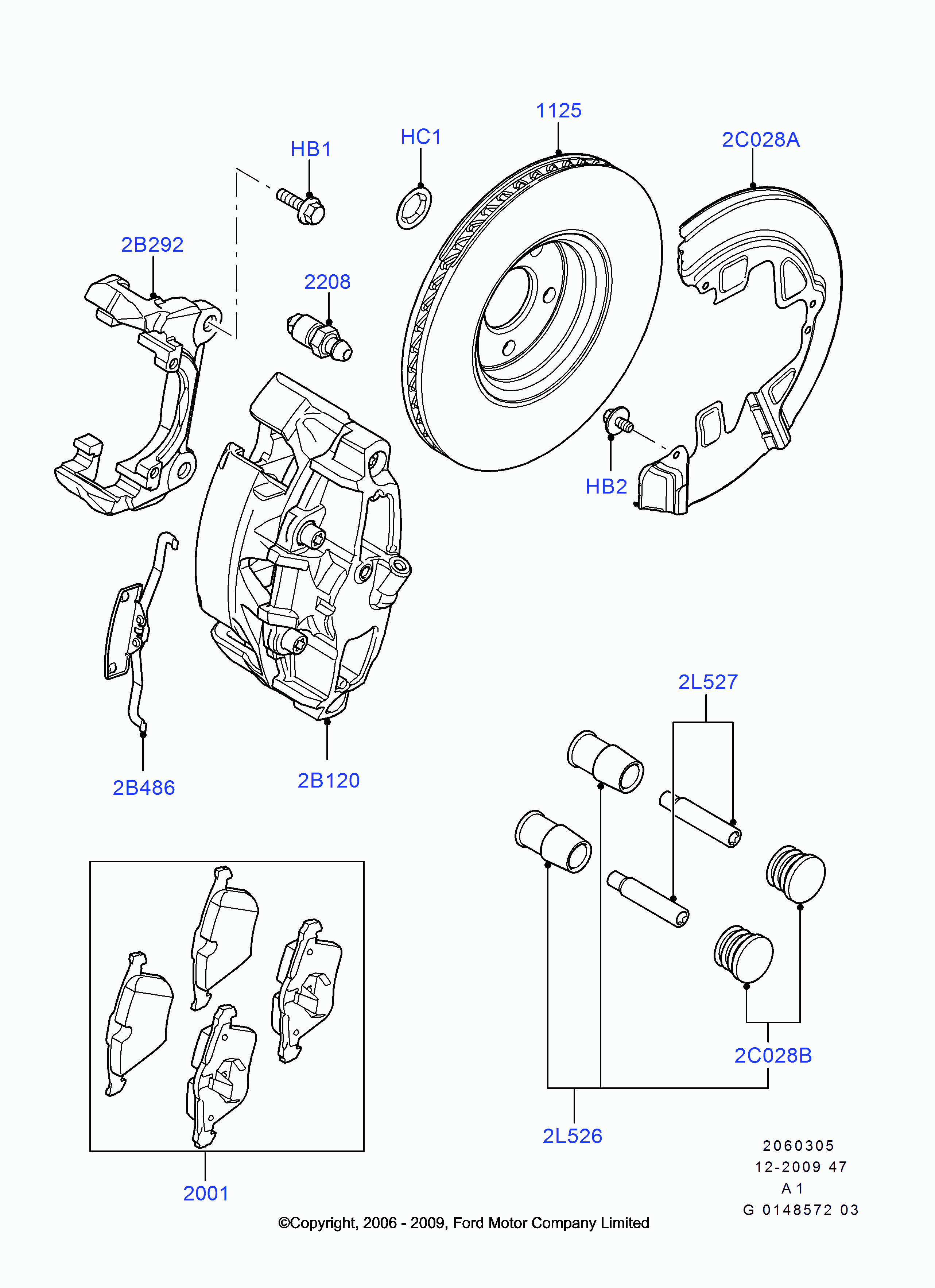 FORD 1566232 - Bremžu uzliku kompl., Disku bremzes onlydrive.pro