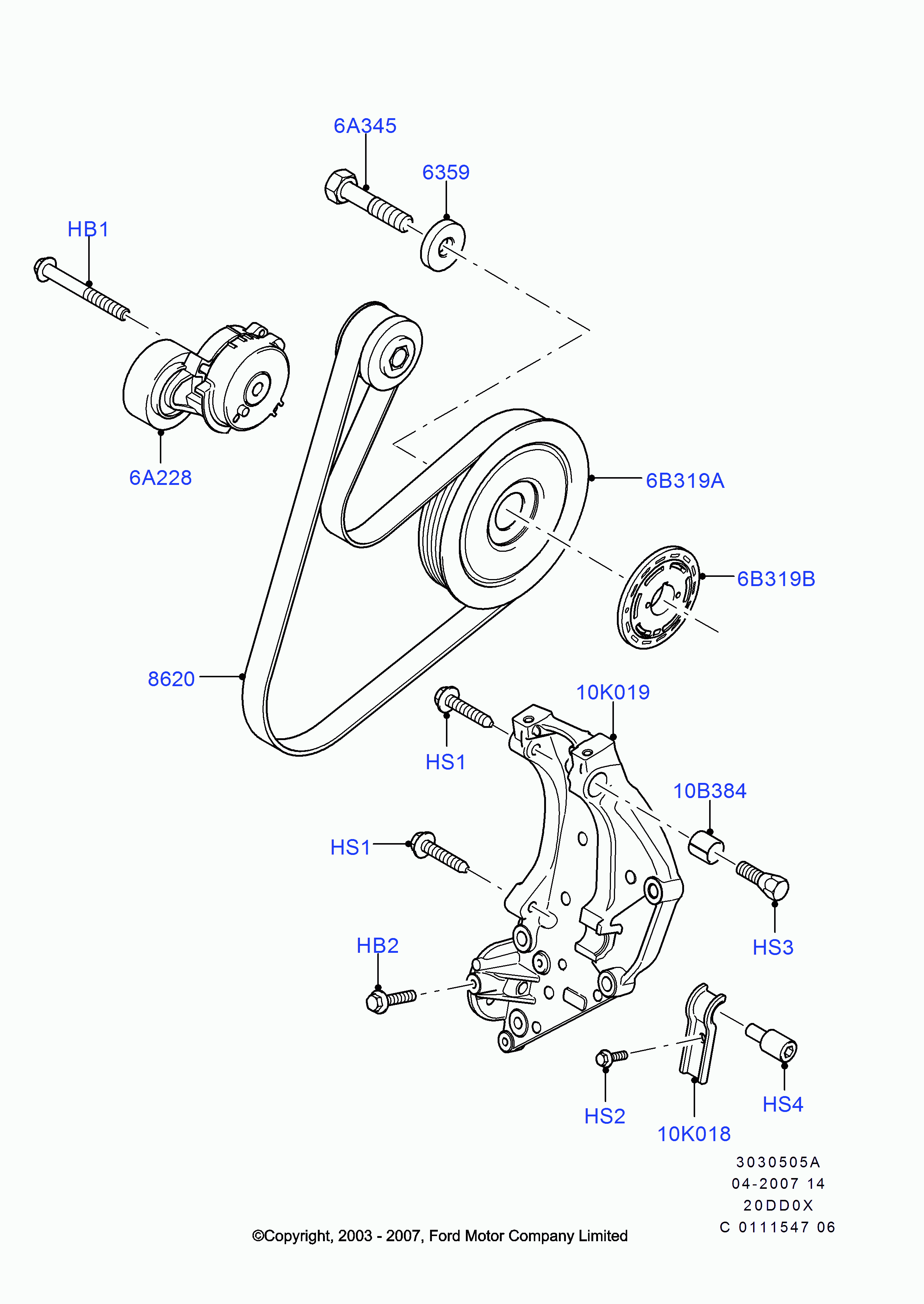 FORD 1381643 - Pulleys and drive belts: 1 pcs. onlydrive.pro