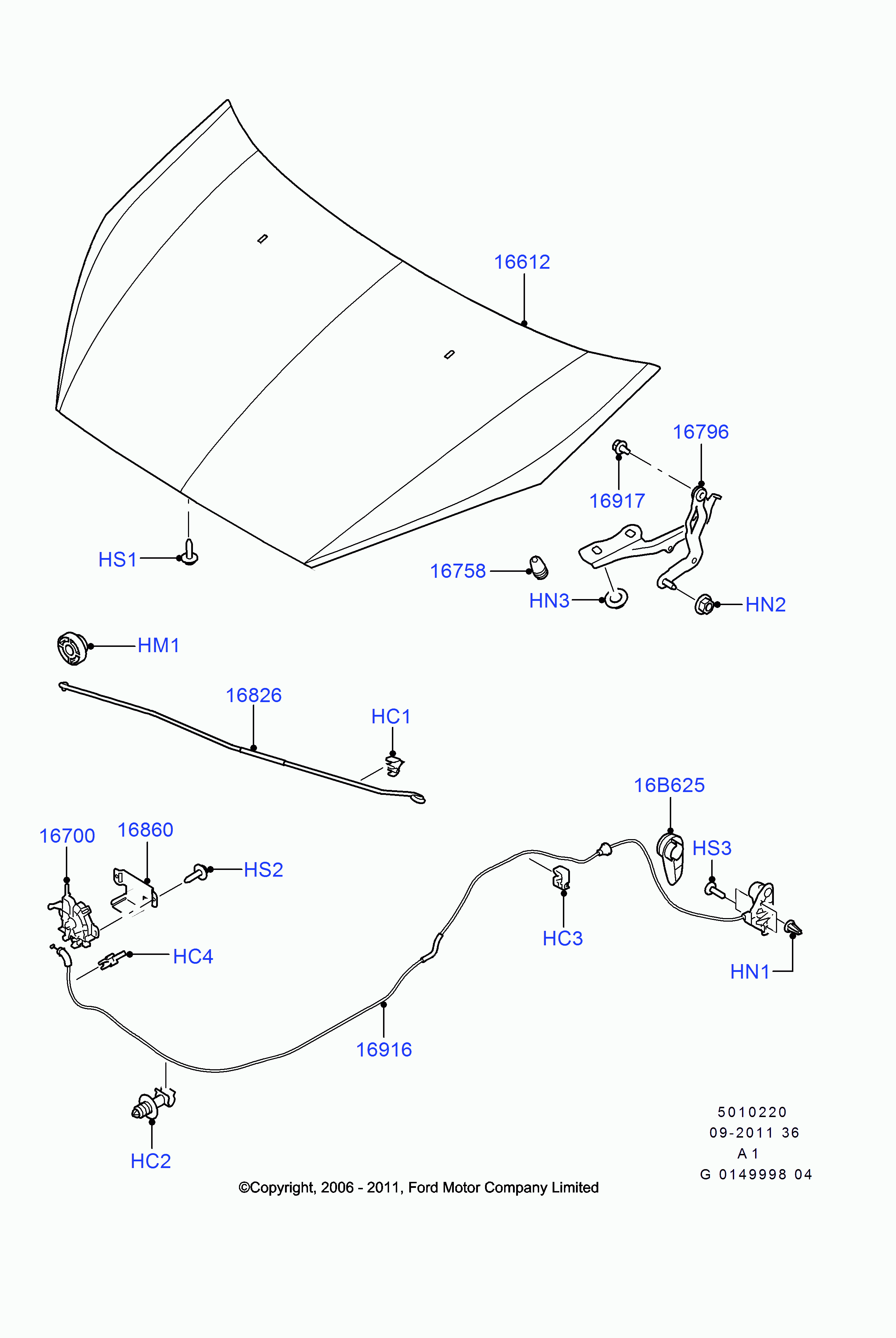 FORD 1680730 - Hood and related parts: 1 pcs. onlydrive.pro