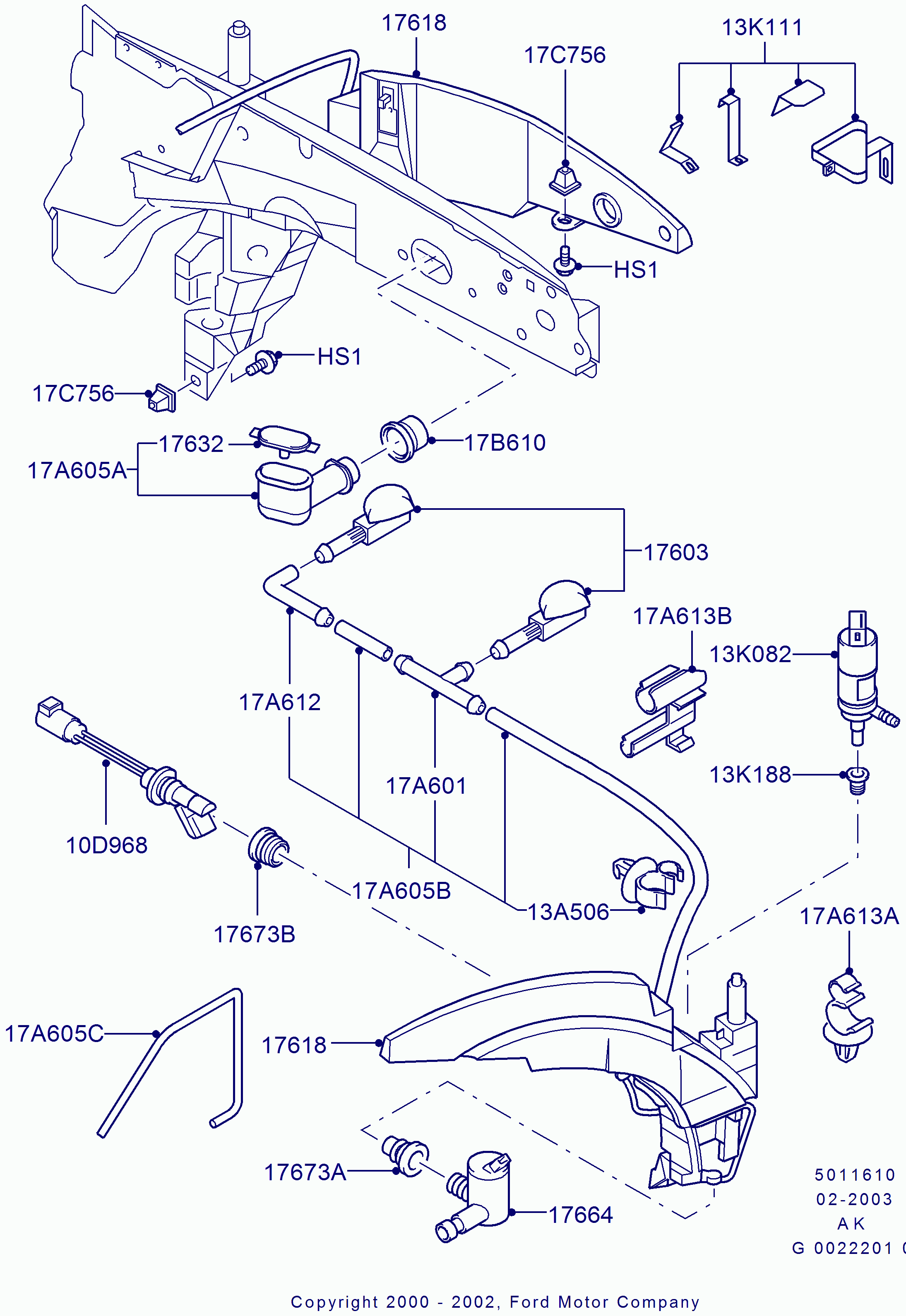 FORD 1134027 - Pipe, window cleaning onlydrive.pro