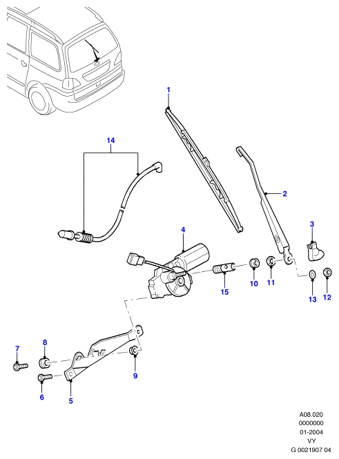 FORD 1107.562 - Rear window wiper and washer: 1 pcs. onlydrive.pro