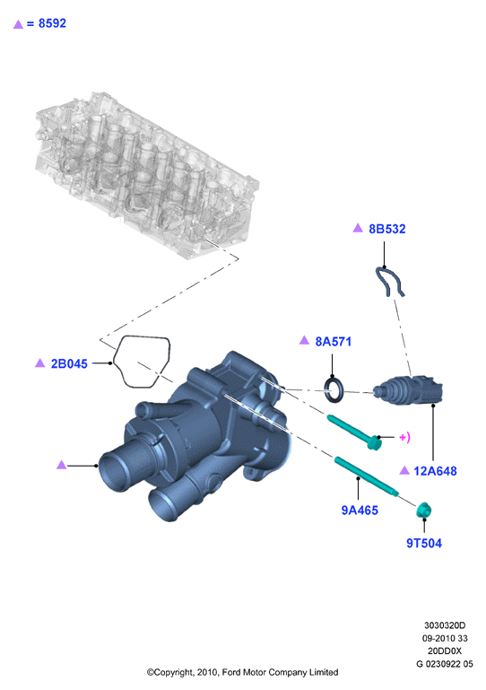 FORD 1 838 288 - Coolant thermostat / housing onlydrive.pro