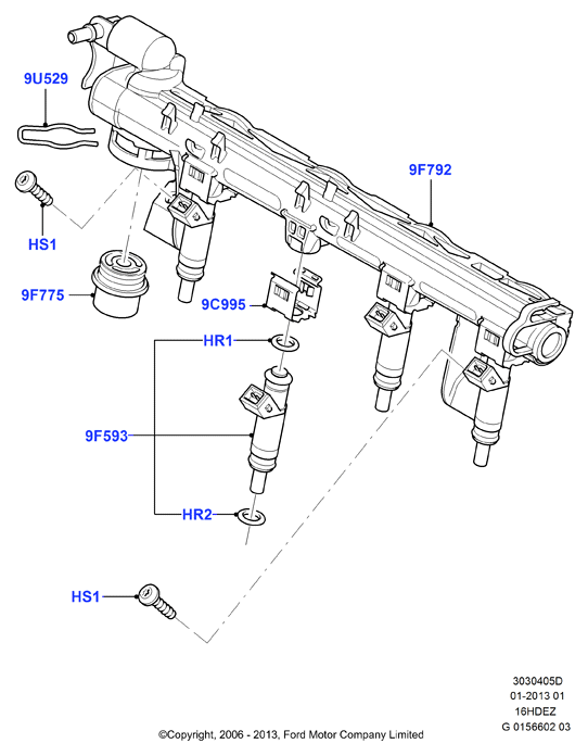 FORD 4458695 - Fuel injectors and pipes, zetec 1.6 dohc efi: 1 pcs. onlydrive.pro