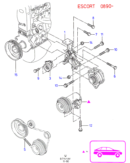 FORD 7053546 - Pulley, v-ribbed belt onlydrive.pro