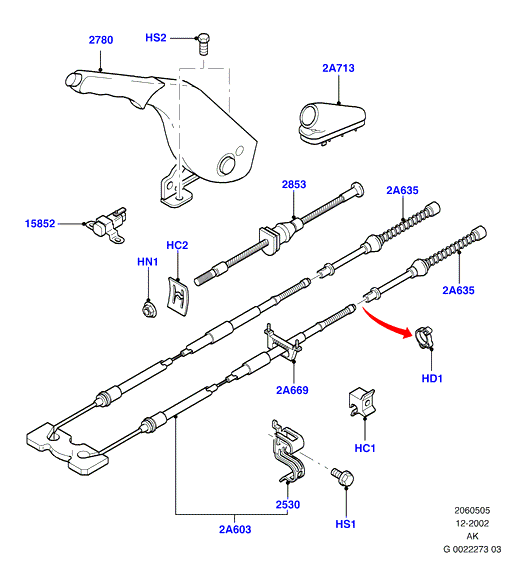 MAZDA 1343668 - Cable, parking brake onlydrive.pro