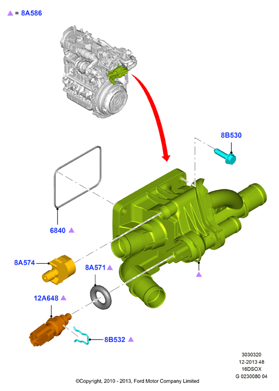 FORD 1 342 631 - Thermostat/housing & related parts, 1.6 sohc diesel: 1 pcs. onlydrive.pro