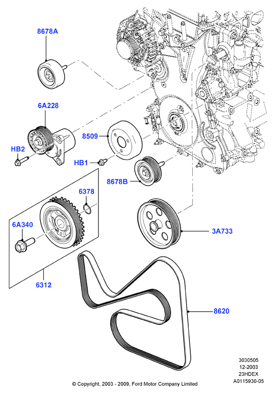 FORD 5098760 - Belt Tensioner, v-ribbed belt onlydrive.pro