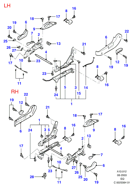 FIAT 4352637 - Front seat tracks and height adjust: 4 pcs. onlydrive.pro