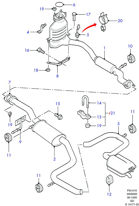 FORD 1 001 702 - Exhaust system: 1 pcs. onlydrive.pro