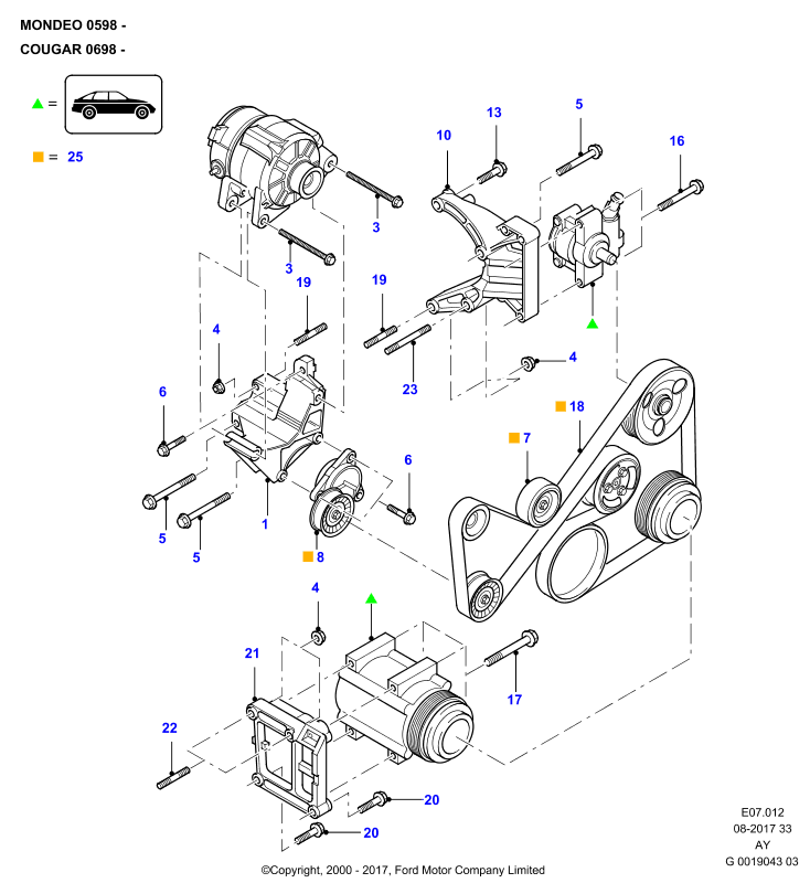 FORD 1014374 - Alternator mountings & drive belts: 1 pcs. onlydrive.pro